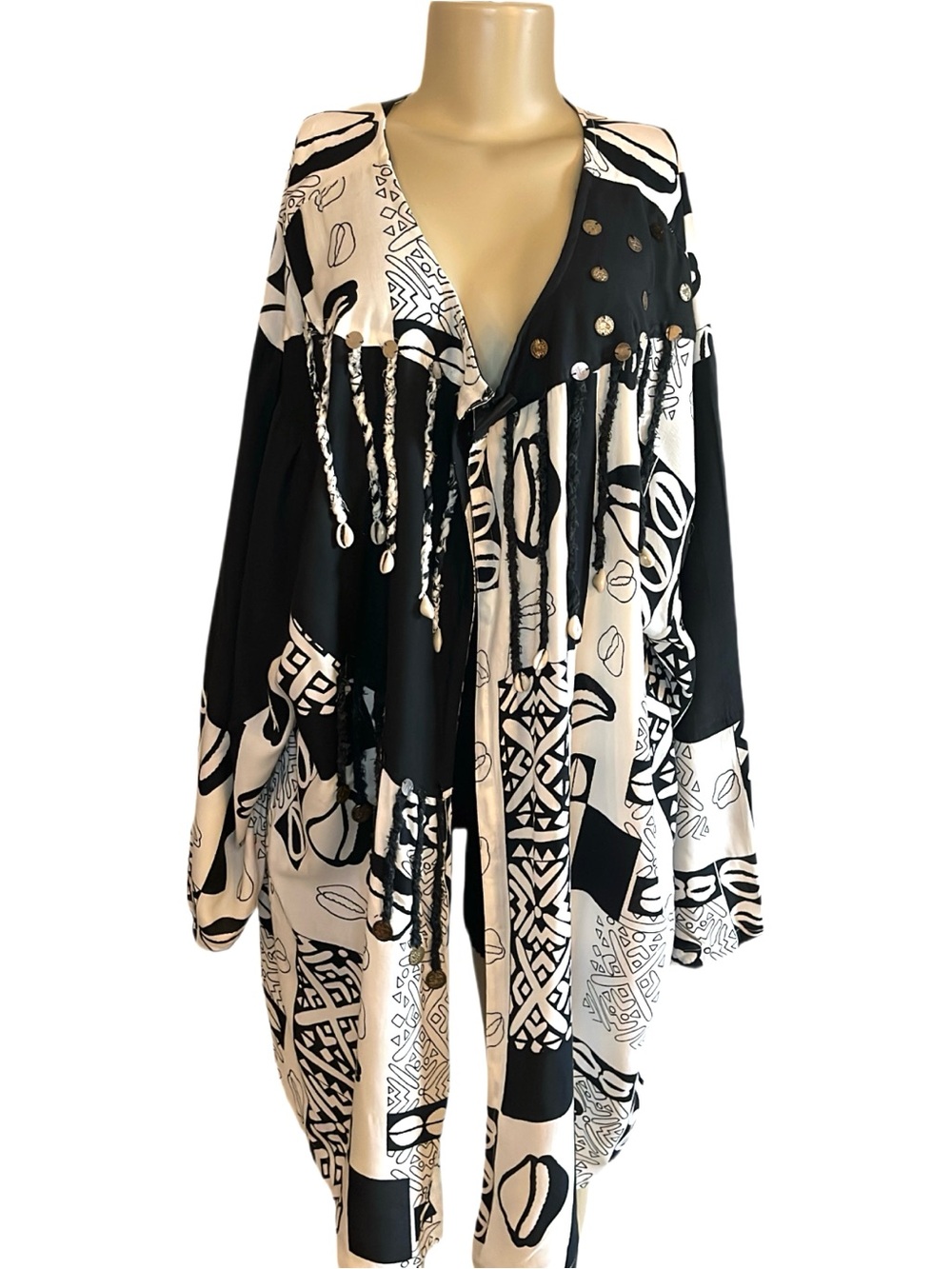 Vintage African Essence Embellished Tribal Duster